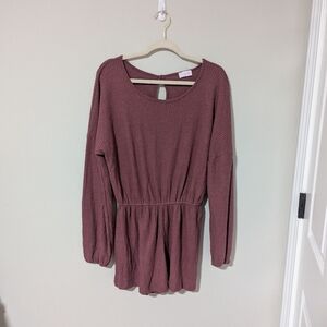 Pink Lily long sleeve waffle Knit romper sz L